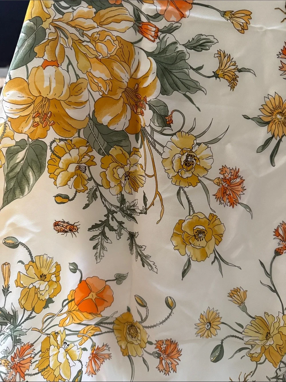 Pier Francoise Vintage Yellow Floral Silk Scarf 33” by 34”